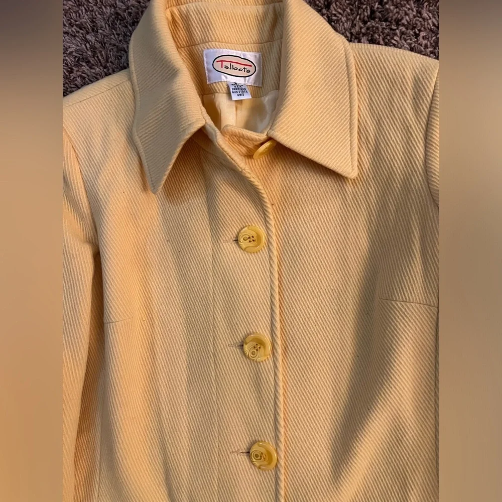 Vintage Talbots Wool Coat in Yellow, Size 8 - Picture 3 of 6
